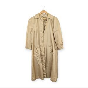 Vintage AquaSheen Champagne Long Button Front Duster Trench Coat Size S